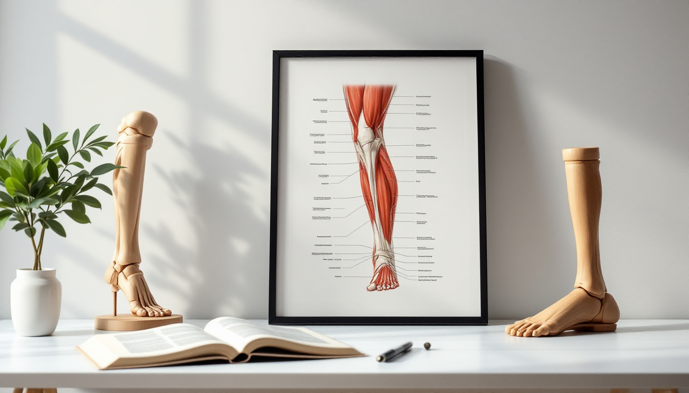 Anatomische Darstellung der Beinmuskulatur Anatomie mit Muskelmodell und Lehrbuch